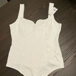 Abercrombie White Sweetheart neckline bodysuit NWT